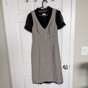 Karen Millen Black and Gray Midi Dress